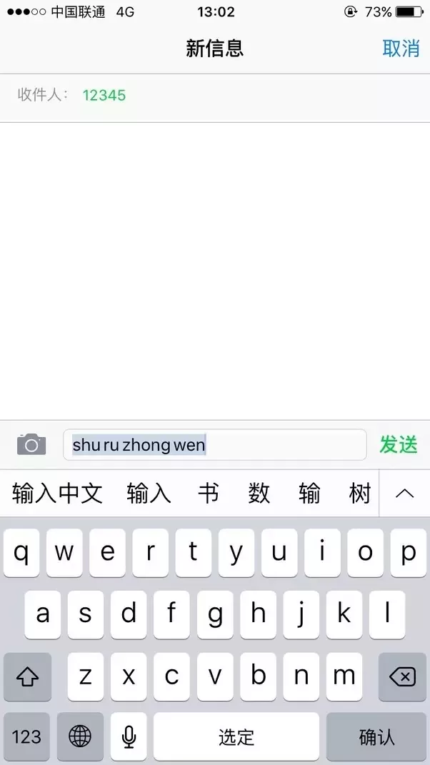 example picture of typing Chinese in the cellphone