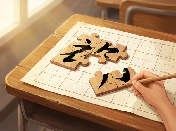 How do Chinese kids learn to differentiate between the various meanings of the same character in school?